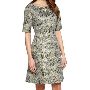 -Tahari ASL Metallic Boucle Jewel Gem Neckline
Necklace Fit & Flare Dress…